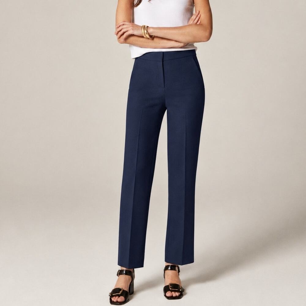 J.Crew Kate Straight Leg Pant Four Season Stretch Navy Blue Size 00 NWT